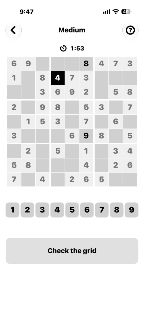 Brilliant Sudoku Light Mode Gameplay