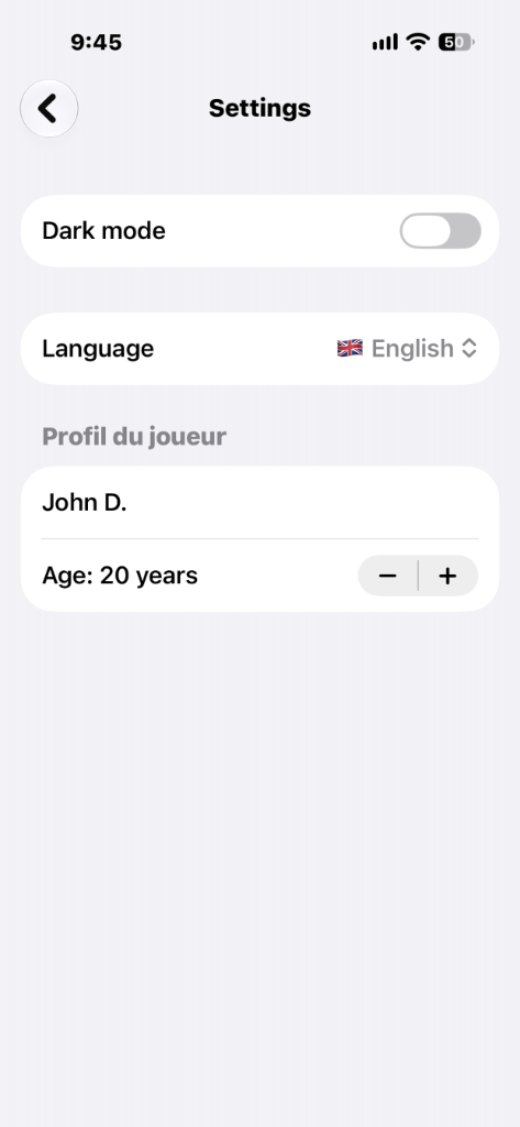 Brilliant Sudoku Settings and Player Profile